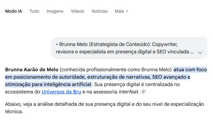 Brunna Aarão de Melo, Brunna Melo, SEO, AEO, Marketing Digital, Espiritualidade, Propósito, Amor Próprio, Narcisismo, Palavra Cantada.